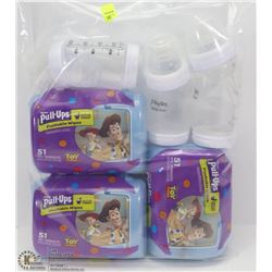 BAG OF HUGGIES PULL UPS FLUSHABLE WIPES SOLD WITH