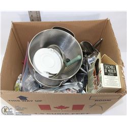 BOX OF KITCHEN UTENSILS AND MORE