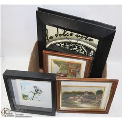 ASSORTED PHOTO FRAMES/PICTURES
