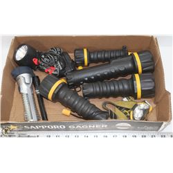 FLAT OF NEW AND USED FLASHLIGHTS & HEADLAMPS