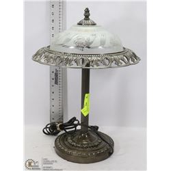 STEEL GRAY METAL & GLASS DESK LAMP 18"