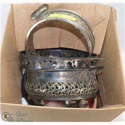 LOT OF SILVER PLATE VINTAGE DISH HOLDERS&