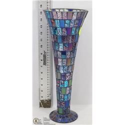TALL BLUE MOSAIC VASE