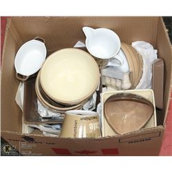 BOX OF ASSORTED CROCKERY BOWLS, CUPS.