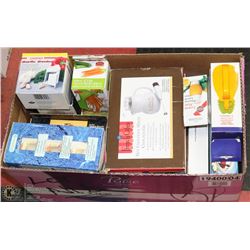 BOX OF ASSORTED KITCHEN ACCESSORIES, COFFEE