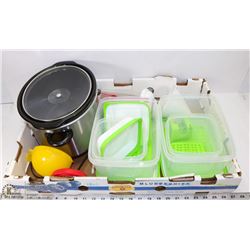 LARGE FLAT OF KITCHEN WARE