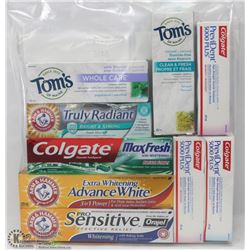 BAG OF ASSORTED TOOTHPASTE