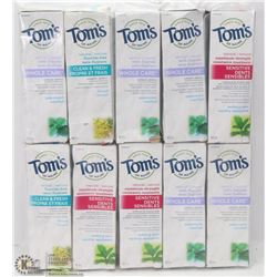 BAG OF ASSORTED TOMS OF MAINE TOOTHPASTE