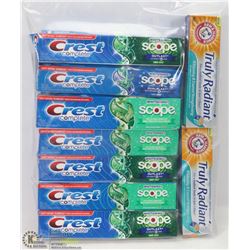 BAG OF ASSORTED TOOTHPASTE