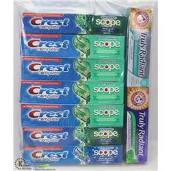 BAG OF ASSORTED TOOTHPASTE