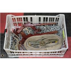 BOX WITH STRAPS AND CHAINS