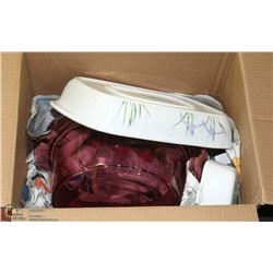 ESTATE BOX OF SERVING DISHES AND MORE