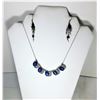 Image 1 : 17)  BLUE & CLEAR CRYSTAL NECKLACE