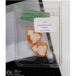 71) CARMELIAN HEART CAMEOS