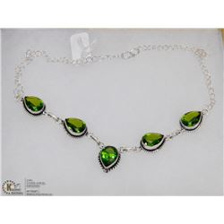 #86-GREEN PERIDOT GEMSTONE NECKLACE