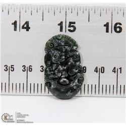 #102-BLACK OBSIDIAN JADE PENDANT CHINESE ZODIAC