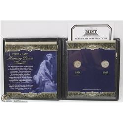 SET OF 2 SILVER MERCURY DIMES 1916, 1945