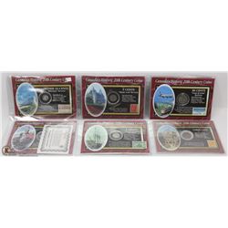 GROUP OF 6 CANADA HISTORIC COIN & STAMPS SETS