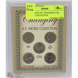 USA GROUP OF 5 CHANGING USA NICKEL COLLECTION