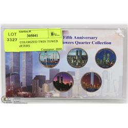 SET OF 5 COLORIZED TWIN TOWER USA QUARTERS