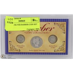SET OF 3 SILVER BARBER COIN SET