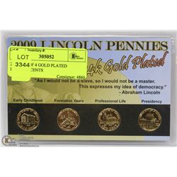 2009 SET OF 4 GOLD PLATED LINCOLN CENTS