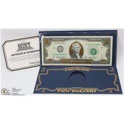 22KT GOLD EDITION USA $2 BILL