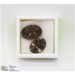 200) 2 GENUINE SMOKY QUARTZ, OPTIC CUT, OVALS,