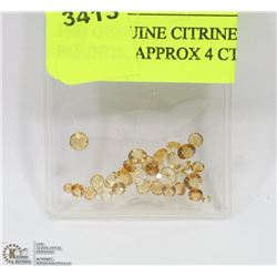 198) GENUINE CITRINES, 2-4MM ROUNDS, APPROX 4 CTS