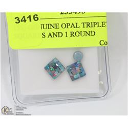 155) GENUINE OPAL TRIPLETS, 2 SQUARES AND 1 ROUND