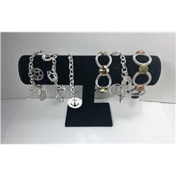 20)  LOT OF 6 SILVER TONE BRACELETS