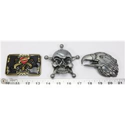 LOT OF THREE NEW BELT BUCKLES