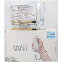 NINTENDO WII ORIGINAL BOX WITH 14 GAMES.