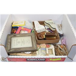 FLAT OF ASSORTED FRAMES AND HOME DECOR.