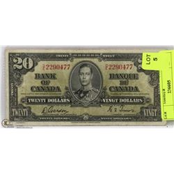 1937 CANADIAN $20 BILL