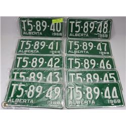 LOT OF 10 NEW SEQUENTIAL ALBERTA LICENSE PLATES