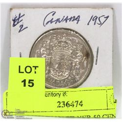 1957 CANADIAN SILVER 50 CENT PIECE