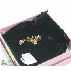 PAIR OF NEW 14 KT GOLD PLATED CZ PEARL