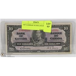 1937 CANADIAN  $10 DOLLAR BILL