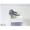 Image 3 : 18) 10KT WHITE GOLD BLUE TOPAZ & DIAMOND RING