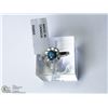 Image 1 : 8) 10KT W. GOLD BLUE DIAMOND W/SIDE DIAMOND RING