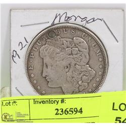 1921 US MORGAN SILVER DOLLAR COIN