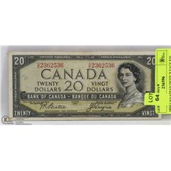 1954 CANADIAN DEVIL'S FACE $20 BILL