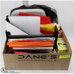 LARGE BOX OF OFFICE/SCHOOL SUPPLIES -