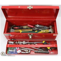 RED BEACH TOOL BOX FILLED WITH TOOLS