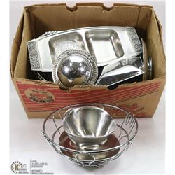 BOX OF ASSORTED SILVER PLATED ITEMS