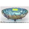 Image 1 : INDIANA BLUE SCALLOPED & FOOTED CARNIVAL GLASS BOWL