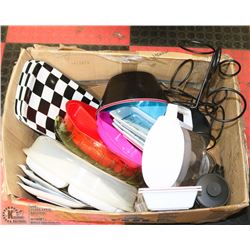 LARGE BOX W/HOUSEHOLD ITEMS INCL.