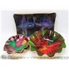 Image 1 : DECORATIVE GLASS & LEATHER TRAY & BOWLS SET
