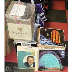 3 BOXES OF ASSORTED RECORDS.